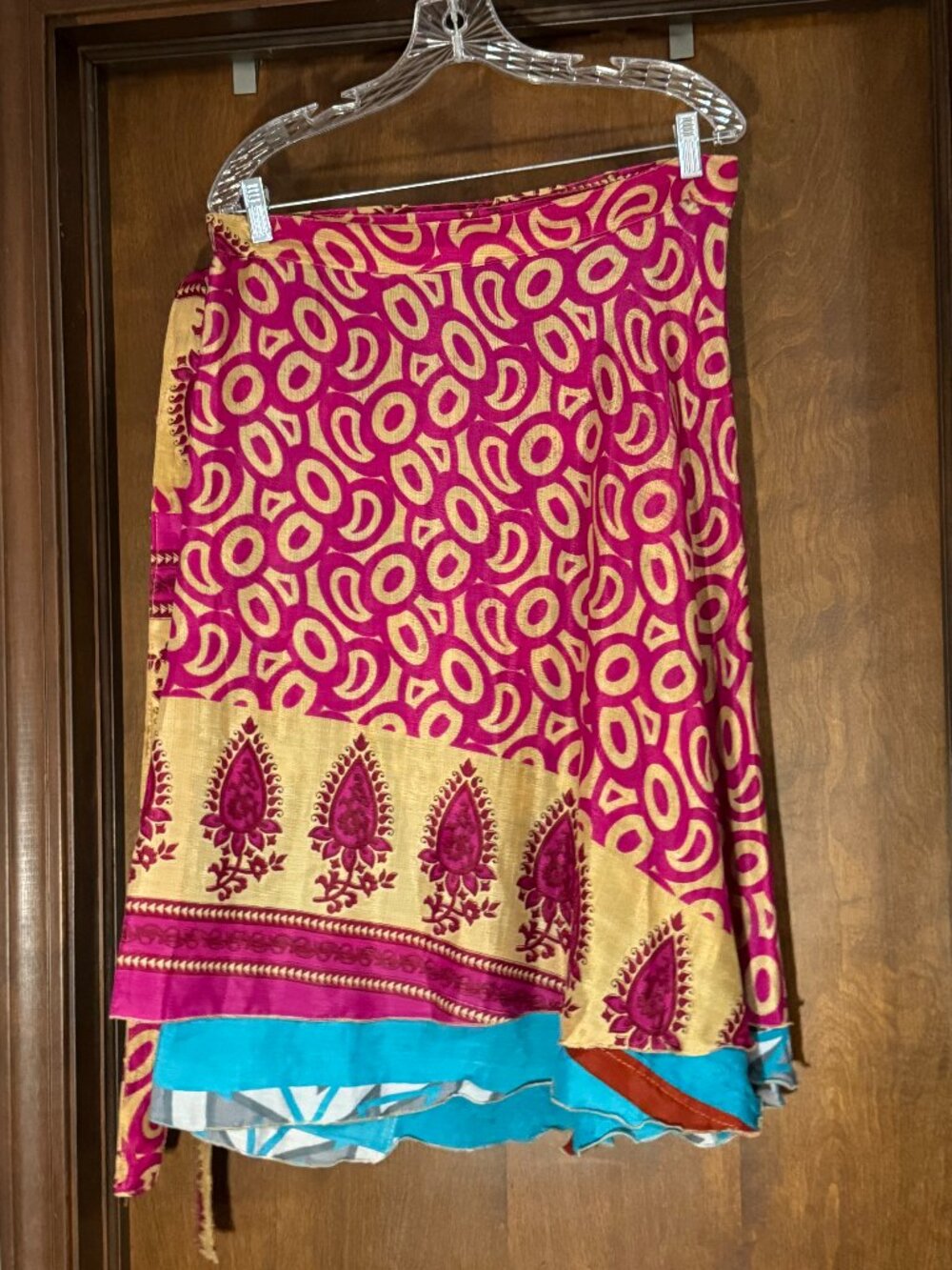 Darn Good Yarn NWT Sari Silk Wrap Skirt Womens Goddess Mini Boho Reversible